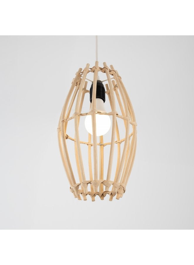 تبس هوم لمب نجفة TBS باللون بيج مصنوعة من بامبو لإضاءة المنزل والديكور - Image 3